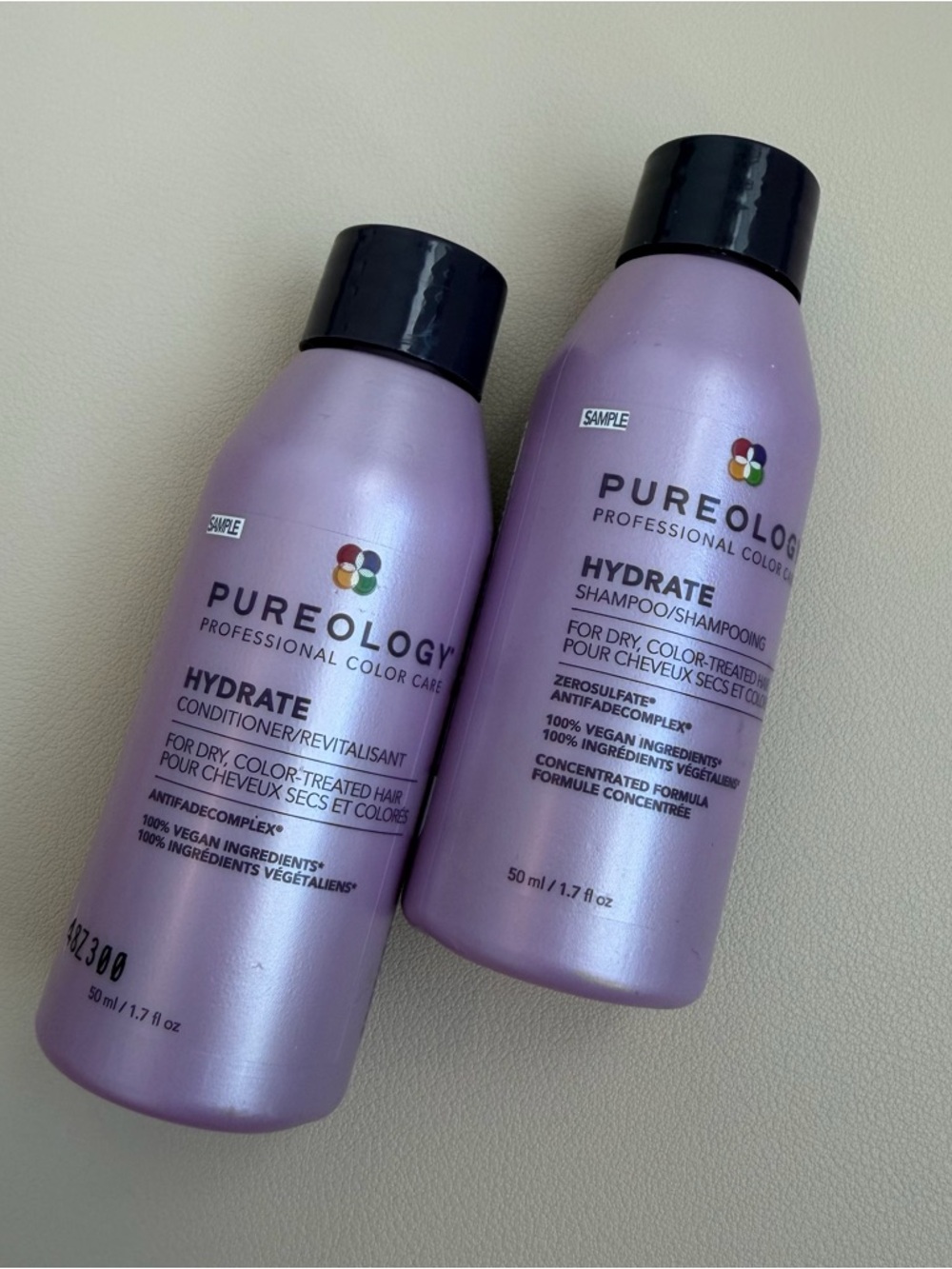 Purology Hydrate Shampoo And Conditioner Travel Duo 50ml With Free Sample Set